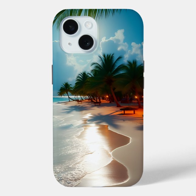 Tropical Waves Blue cloudy sky beach Case-Mate iPhone Case (Back)