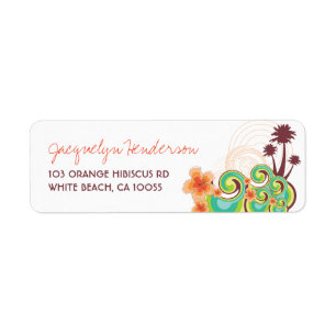 Tropical Waves Hibiscus Wedding Address Labels
