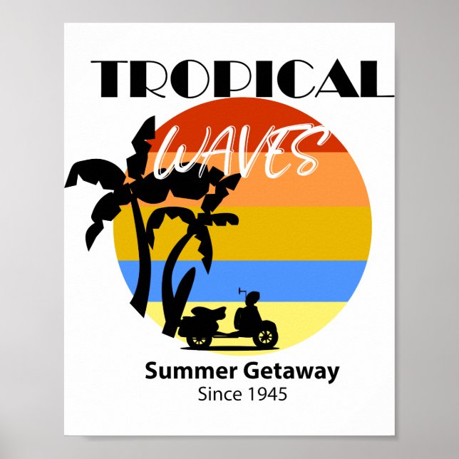 Tropical Waves Summer Beach Getaway Poster (Front)