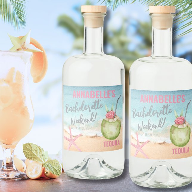 Tropical Wedding Bachelorette Weekend Liquor Bottle Label (Bachelorette Party Weekend Liquor Bottle Label)