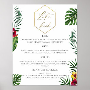 Tropical Wedding Bar Menu Poster