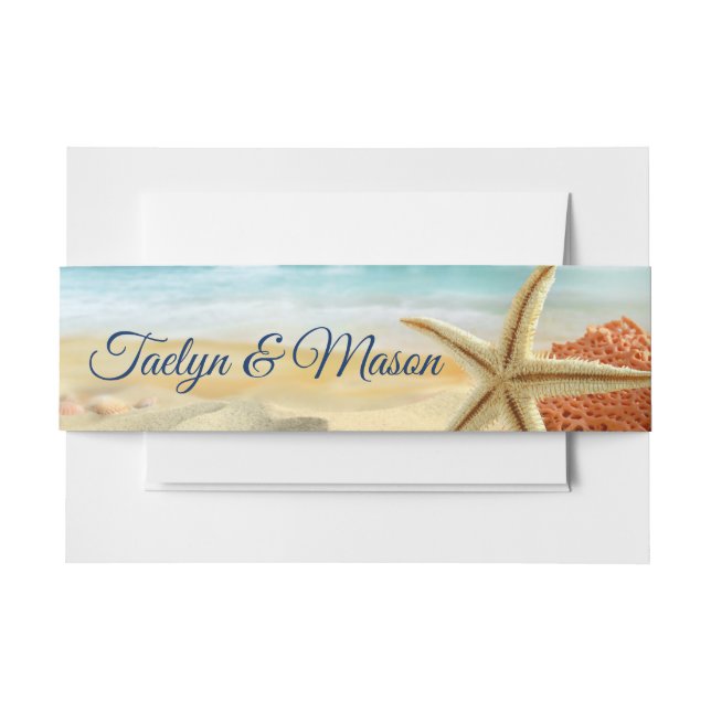 Tropical Wedding Beach Scene Invitation Belly Band (Front Example)