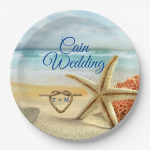 Tropical Wedding Beach Scene Paper Plates