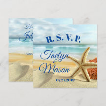 Tropical Wedding Beach Scene RSVP Card