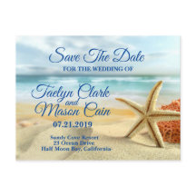 Tropical Wedding Beach Scene Save The Date Card