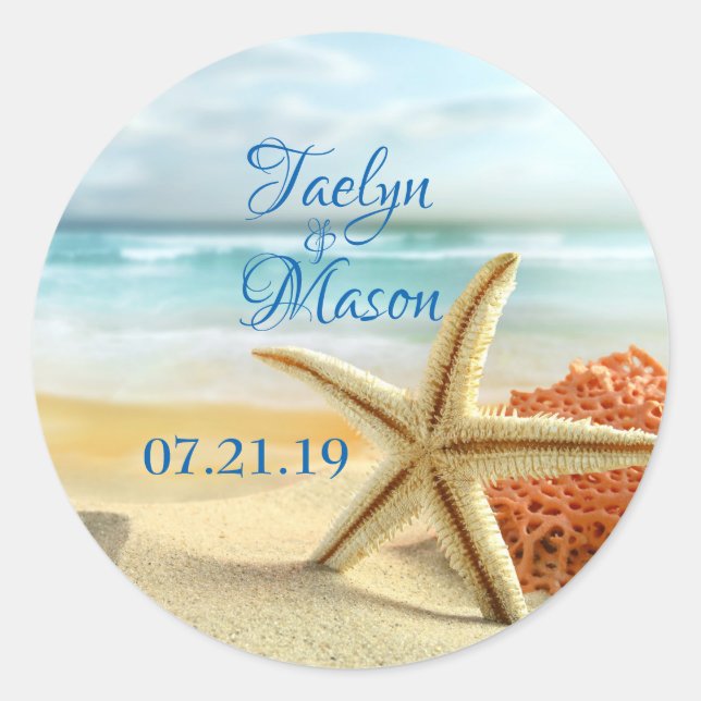 Tropical Wedding Beach Scene Sticker (Front)