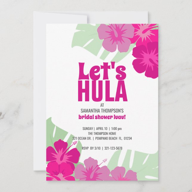 tropical wedding BRIDAL SHOWER pink luau Invitation (Front)