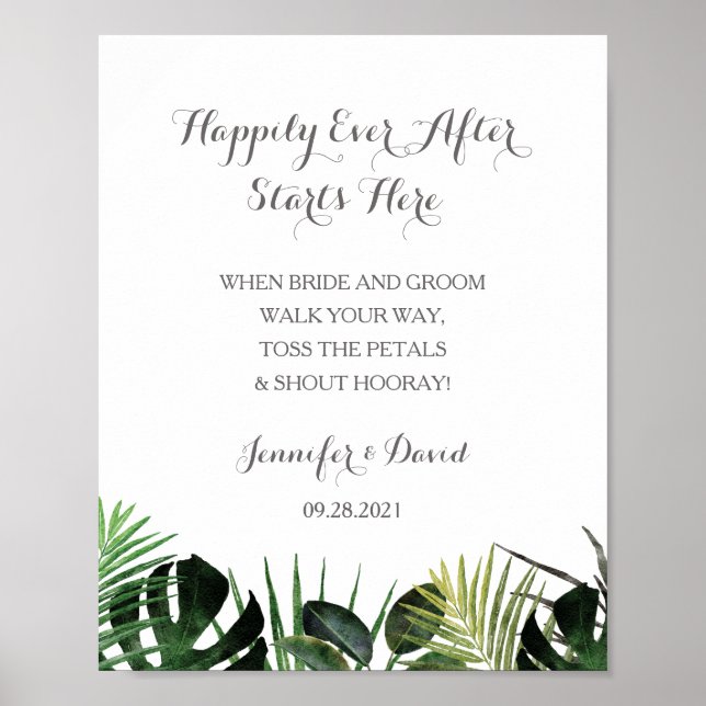 Tropical Wedding Bride Groom Send Off Poster (Front)