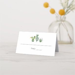 Tropical Wedding Cactus Monogram Place Card