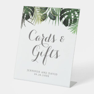 Tropical Wedding Cards and Gifts Pedestal Sign