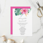 Tropical Wedding Ceremony Programs Pink Flowers Programme<br><div class="desc">These tropical wedding ceremony programs feature a vibrant pink hibiscus flower with monstera palm leaves. Use the template fields to add your order of service. The 5x7 card reverses to a matching fuchsia pink colour. A botanical choice for garden and destination weddings. To see more unique designs like this visit...</div>