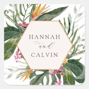 Tropical Wedding Classic Round Sticker