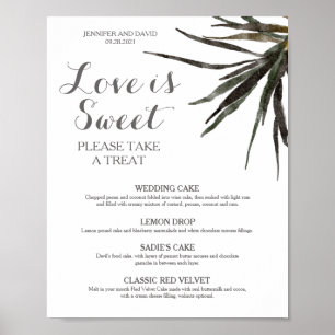 Tropical Wedding Dessert Menu Sign Poster Paper