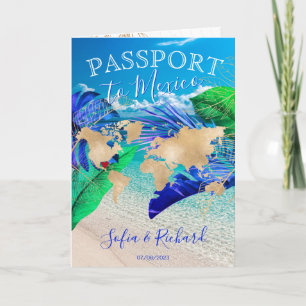Tropical Wedding Destination Passport World Map In Invitation