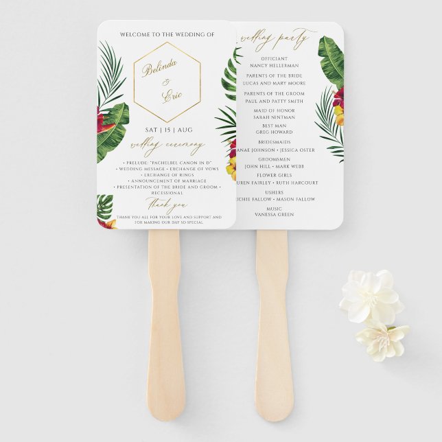 Tropical Wedding Fan Program (Front and Back)