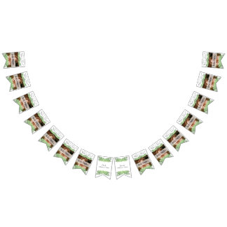 Tropical Wedding  Green Palm Leaves White Photo Bunting