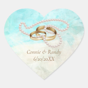 Tropical Wedding Heart Stickers