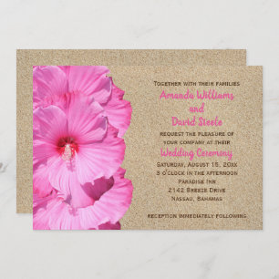 Tropical Wedding Invitation (beach sand & pink)