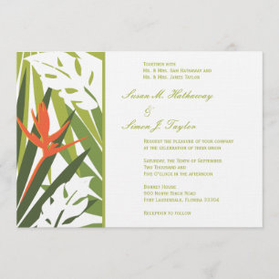 Tropical Wedding Invitation - Green and Orange