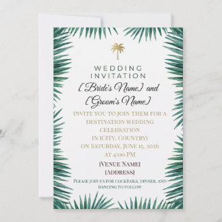 Tropical Wedding Invitation | Palm Leaf & Gold Pal