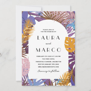 Tropical Wedding Invitation Palm Leaves