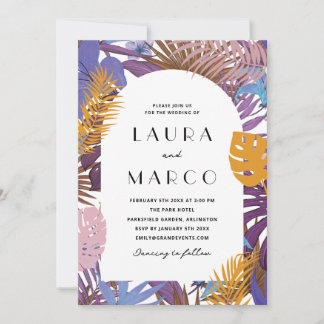 Tropical Wedding Invitation Palm Leaves