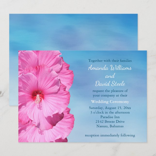 Tropical Wedding Invitation (watercolor) (Front/Back)