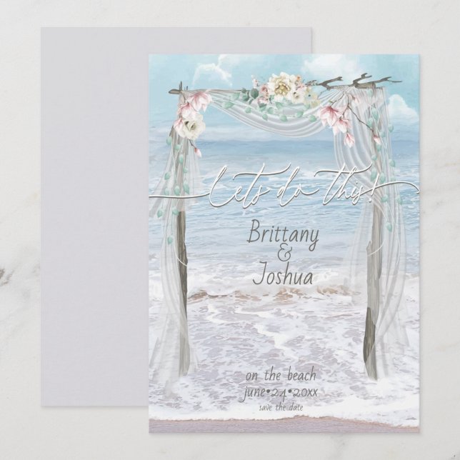 Tropical Wedding Lets Do This Beach Save the Date Invitation (Front/Back)