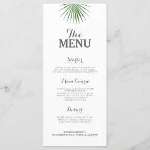 Tropical Wedding Menu Flat Minimalist Green Fern