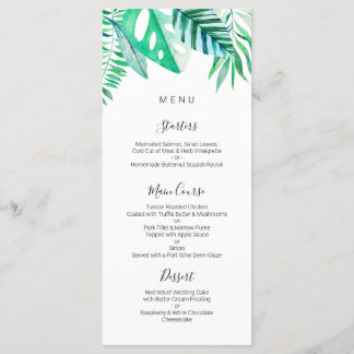 Tropical wedding menu, tropical menu