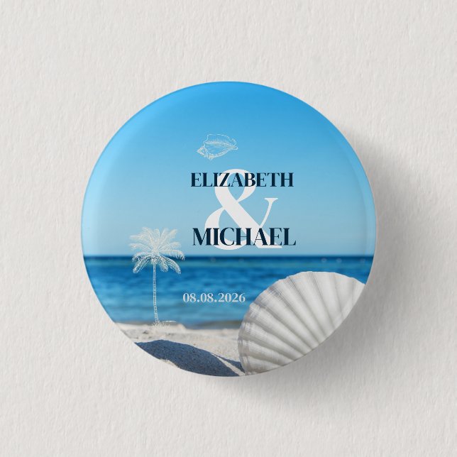 Tropical Wedding Ocean Beach 3 Cm Round Badge (Front)