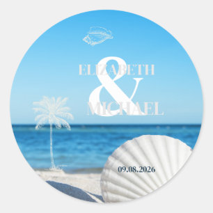 Tropical Wedding Ocean Beach Classic Round Sticker
