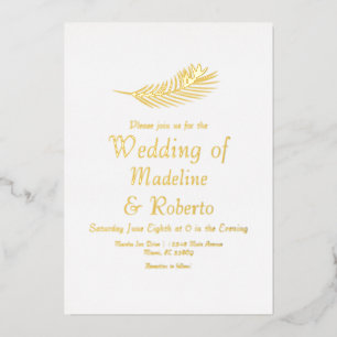 Tropical Wedding Palm Leaf Traditional Wedding Foil Holiday Card