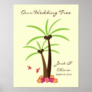 Tropical Wedding Palm Tree Thumbprint Guestbook