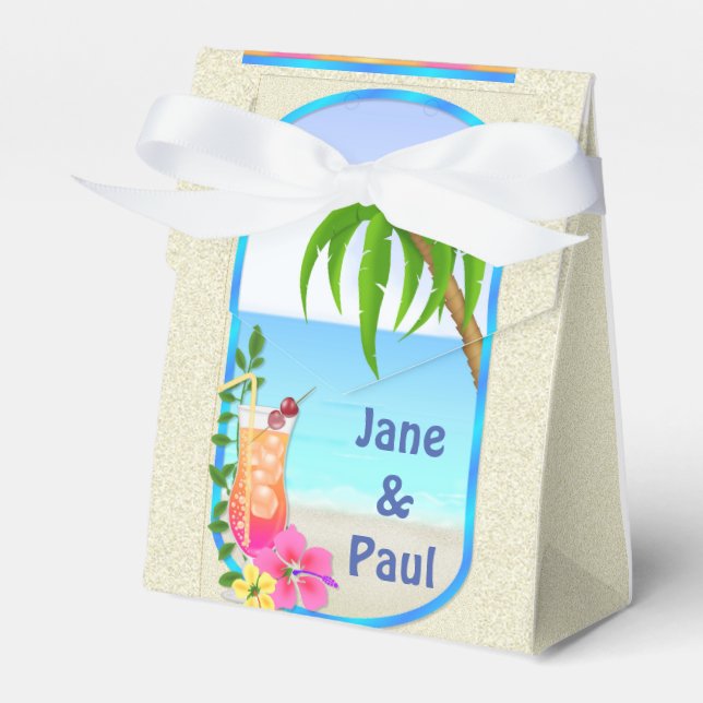 Tropical Wedding Party Favour Box (Front Side)