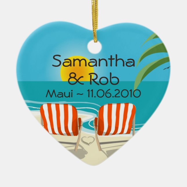 Tropical Wedding Personalised Ornament (Front)