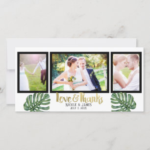 Tropical Wedding Photo Love & Thanks Thank You Card