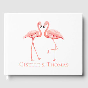 Tropical Wedding Pink Flamingo Bridal Shower Party Guest Book