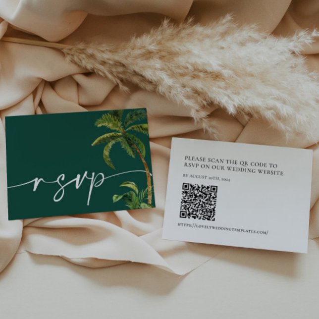 Tropical Wedding QR Code Reply Card (Creator Uploaded)