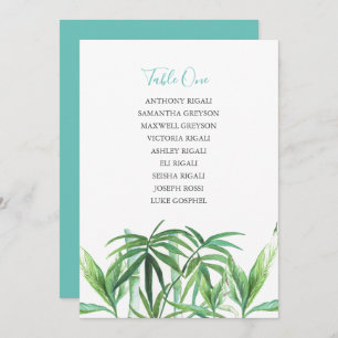 Tropical Wedding Reception Seating Chart Card