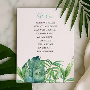 Tropical Wedding Reception Seating Plan Card