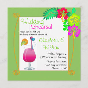 Tropical Wedding Rehearsal Dinner Invitation