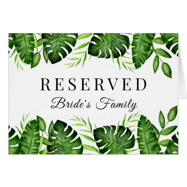 Tropical Wedding Reserved Bride's Family Script (Front Horizontal)