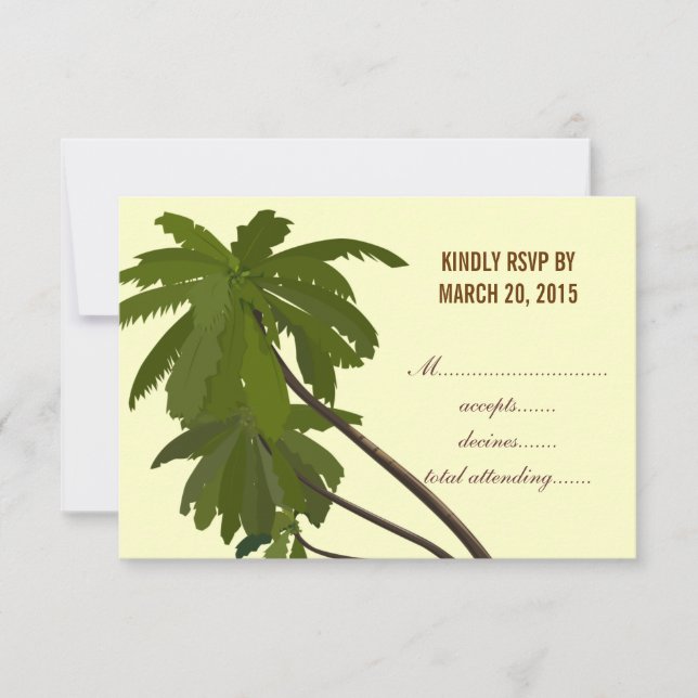 Tropical Wedding RSVP Palm Trees (Front)