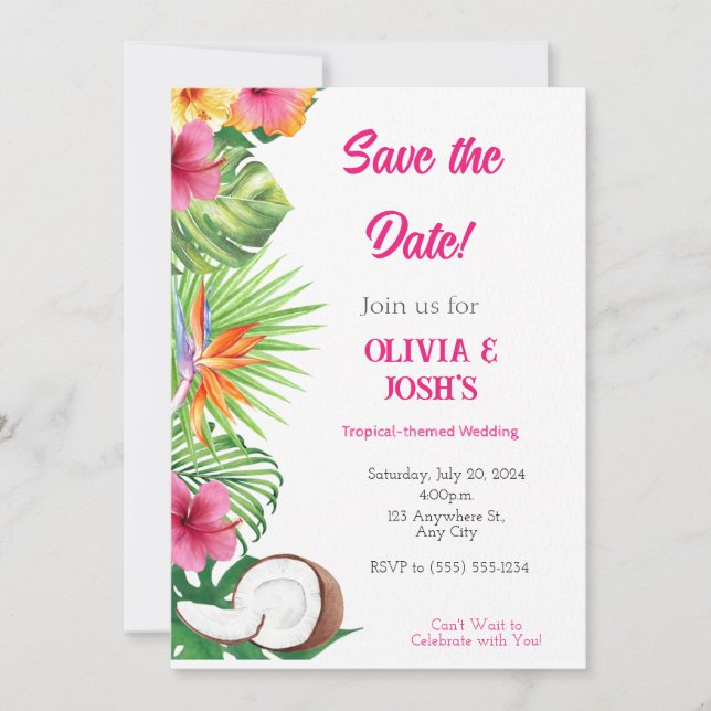 TROPICAL WEDDING SAVE THE DATE CARD (Front)