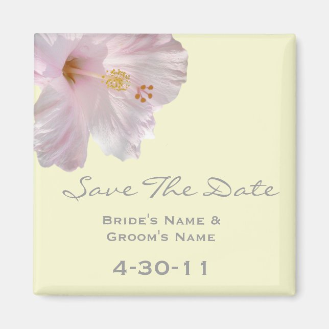 Tropical Wedding Save The Date - Hibiscus Magnet (Front)