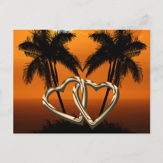 Tropical Wedding Save The Date Postcards (Front)