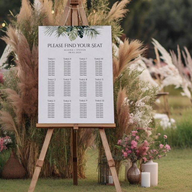 Tropical Wedding Seating Chart – Botanical Design (Creator Uploaded)