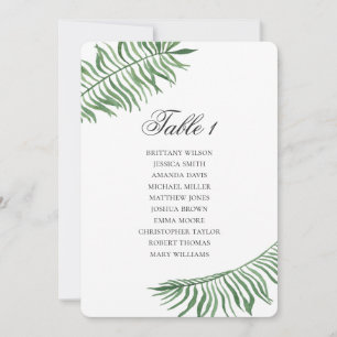 Tropical wedding seating chart Summer green leaves Invitation