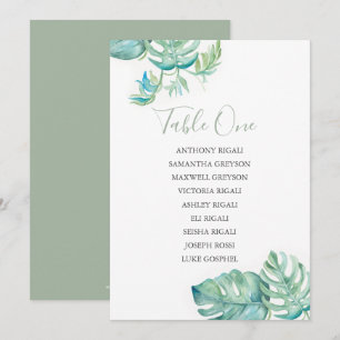 Tropical Wedding Seating Chart, Table Plan Invitation
